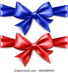 Decorative purple bow with horizontal ribbon. Vector bow for your design