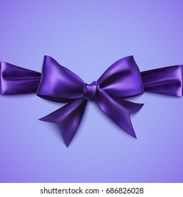Decorative purple bow with horizontal ribbon. Vector bow for your design
