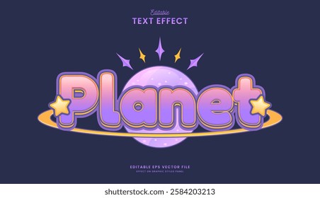 decorative purple planet editable text effect design