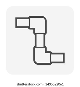 Decorative PVC line pipe cover vector icon. Also called decorative duct, cover guard, tube cover or connecting fitting. Part for air conditioner hvac system to hide refrigeration pipe on external wall