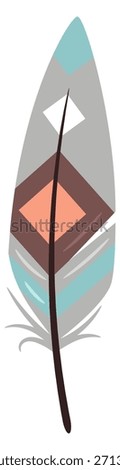 Decorative quill. Writing retro tool in folk style