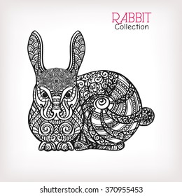 Decorative Rabbit, Easter Bunny. Hare. Vector illustration. This illustration can be used as a greeting card or as a print on T-shirts and bags.