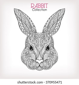 Decorative Rabbit, Easter Bunny. Hare. Vector illustration. This illustration can be used as a greeting card or as a print on T-shirts and bags.