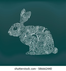Decorative Rabbit, Easter Bunny. Hare. Vector illustration. This illustration can be used as a greeting card or as a print on T-shirts and bags.
