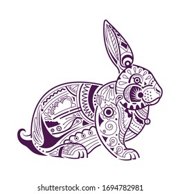 Decorative Rabbit, Easter Bunny. Vector illustration. This illustration can be used as a greeting card or as a print on T-shirts and bags.