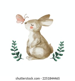 Decorative rabbit icon elegant cute classic hand drawn sketch