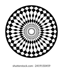 Decorative Radial Circle Black and White Pattern. Vector Art.