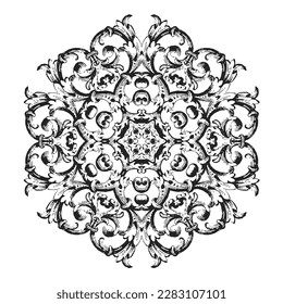 A decorative radial kaleidoscope vector image with a Victorian era theme.