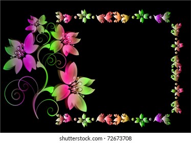 Decorative Rainbow Flowers Frame Stock Vector (Royalty Free) 72673708 ...
