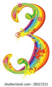 Decorative rainbow number for design