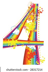 Decorative rainbow number for design