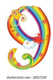 Decorative rainbow number for design