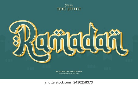 diseño vectorial de efecto de texto modificable de ramadán decorativo