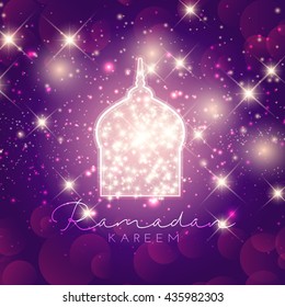 Decorative Ramadan Kareem background with glowing stars
