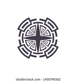 Decorative rChinese round ornament. Vector.