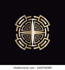 Decorative rChinese round ornament. Vector.