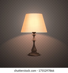 Decorative realistic luminous night lamp, floor lamp on a transparent background. Vector illustration.