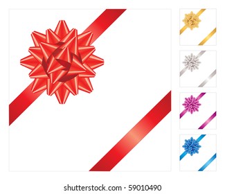 Decorative realistic vector ribbon. Five colors. Vector illustration.