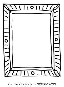 Decorative rectangle frame. Doodle line pattern border