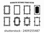 Decorative Rectangle frame Vector set, Vintage Ornamental Corner border Vector