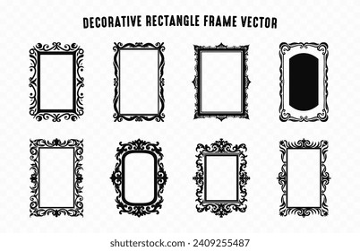 Decorative Rectangle frame Vector set, Vintage Ornamental Corner border Vector