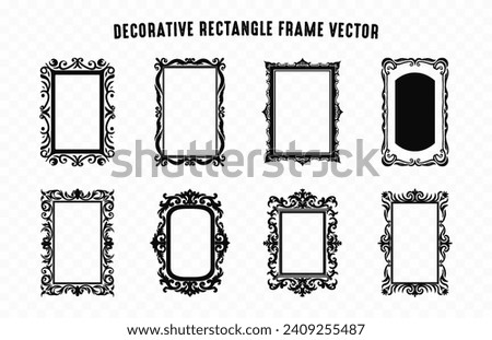 Decorative Rectangle frame Vector set, Vintage Ornamental Corner border Vector