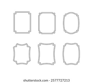 Decorative rectangle frames for note text, line set. Vintage rectangular shape. Highlight and underline text box decorative. Black line sketch border. Vector isolated illustration