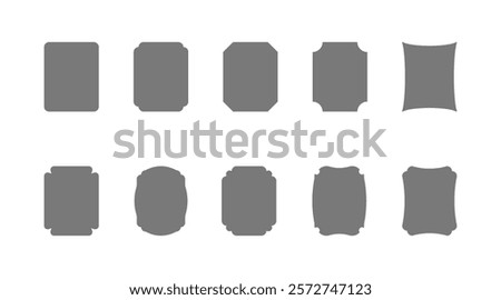 Decorative rectangle tag label form for note text set. Vintage rectangular shape. Highlight and underline text box decorative. Grey border. Vector isolated illustration