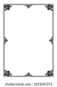 Marco negro rectangular decorativo. Decoración de páginas. A3, tamaño de página A4.