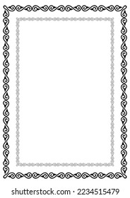 Decorative rectangular black frameworks. Buryatian, Mongolian ethnic style. 