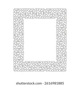 Decorative rectangular frame with botanical pattern. Elegant outline border is perfect for invitations, greeting cards, branding, packaging and posters