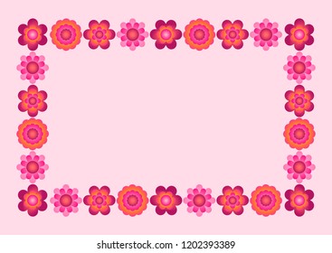 Decorative rectangular frame made of floral elements. Application for greeting cards and other design