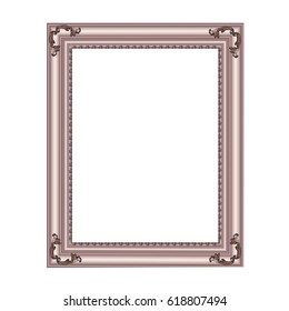 Decorative rectangular frame of silvery color with finishing on corners