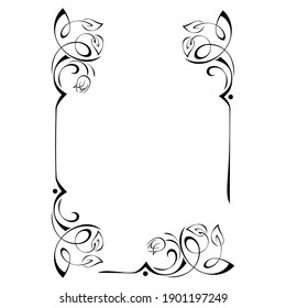 decorative rectangular frame with stylized flower buds, leaves and vignettes