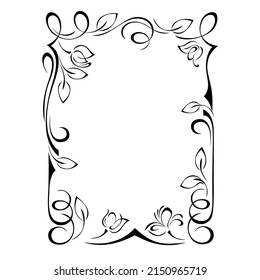 decorative rectangular frame with stylized flowers, leaves and vignettes