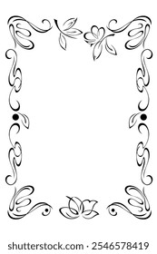 decorative rectangular frame with stylized flowers, leaves and ornate pattern; graphic design