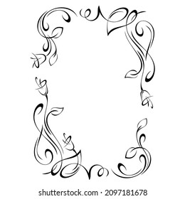 decorative rectangular frame with stylized leaves, bells and vignettes. graphic decor