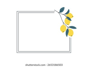 Moldura de limão retangular decorativo, perfeito para projetos minimalistas de verão