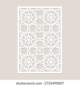 Decorative rectangular panel with intricate floral lace cutout pattern for laser cutting.