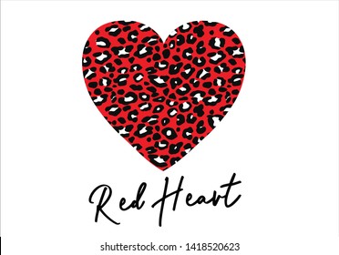 decorative red animal leopard design vector heart graphic with animal texture