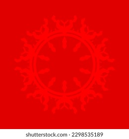 Decorative red background with ornamental round pattern. Card template design. Vector illustration.