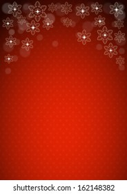 Decorative red background with stylized snowflakes at the top