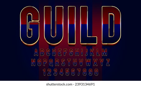 diseño vectorial de efecto de texto editable en negrita decorativo rojo y azul