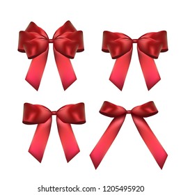 Decorative Red Bow Collection Set 3d Stock Vector (Royalty Free ...