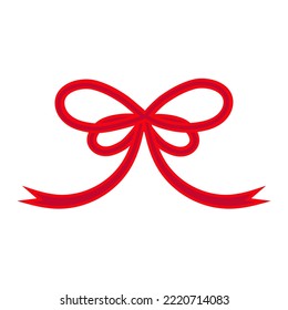 Decorative red bow for decoration. Vector illustration.