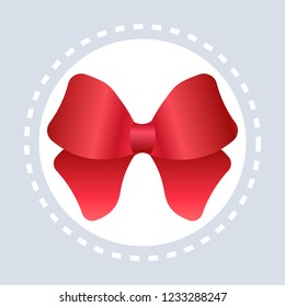 decorative red bow happy new year merry christmas decoration concept flat vector illustration