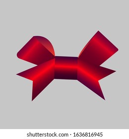 Decorative red bow with horizontal red ribbon.