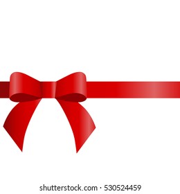 decorative red bow  horizontal red ribbon. Vector bow for page decor