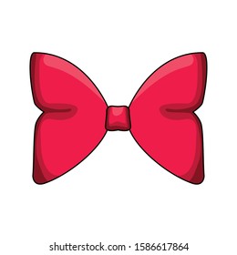 decorative red bow icon over white background, vector illustration