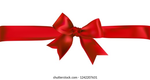 Decorative red bow isolated on white. Christmas decoration. Bow 3D vector.